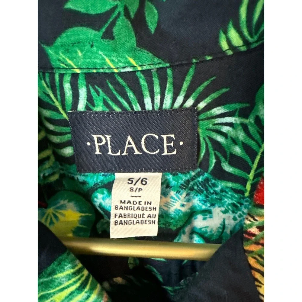 The Children's Place Boys‎ Jungle Tiger Crocodile Tropical Button Down Shirt 5/6